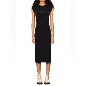 SANDRO
Kiera Sleeveless Gathered Organic Cotton Dress In Black